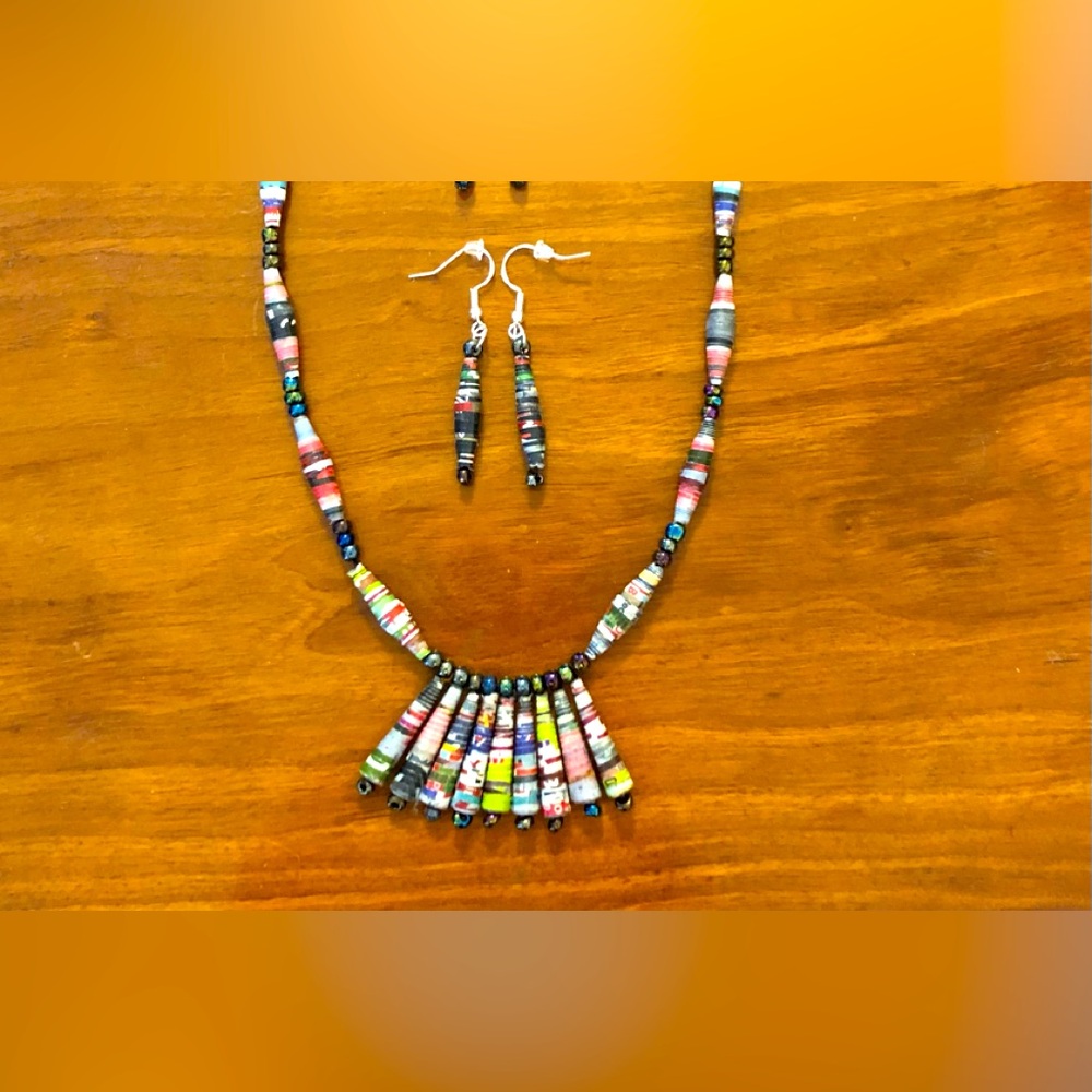 Handmade Necklace with Two Pairs of Matching Earrings.